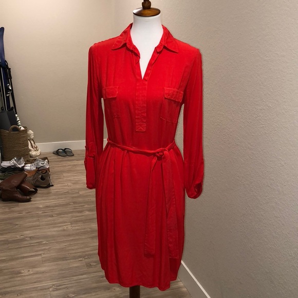 Splendid Dresses & Skirts - Splendid Shirt Dress with Waist Tie, Red/Medium